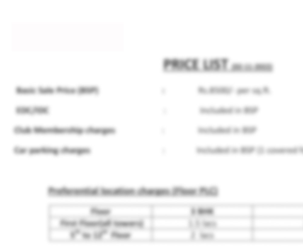 Hoabl Nagpur Marina Price List